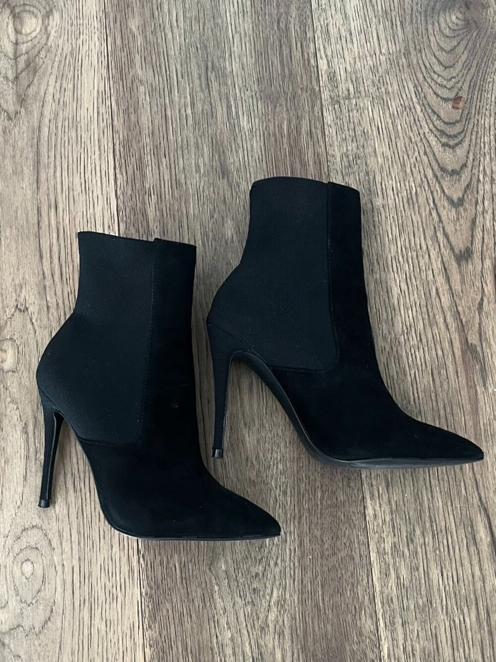 Steve Madden Black Suede Stretch Ankle Booties